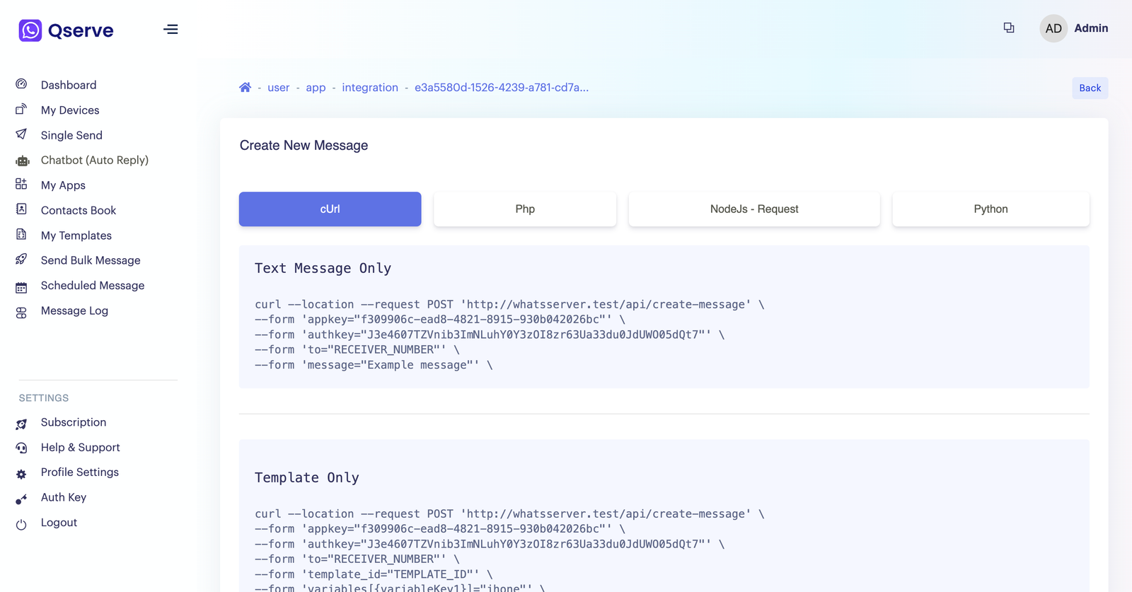RESET API for App